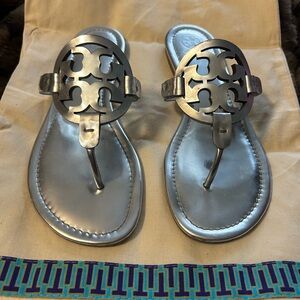 Tory Burch Miller mirror metallic sandals size 9.5